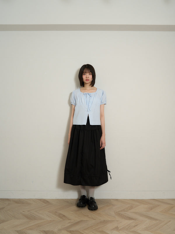 stripe ribbon blouse