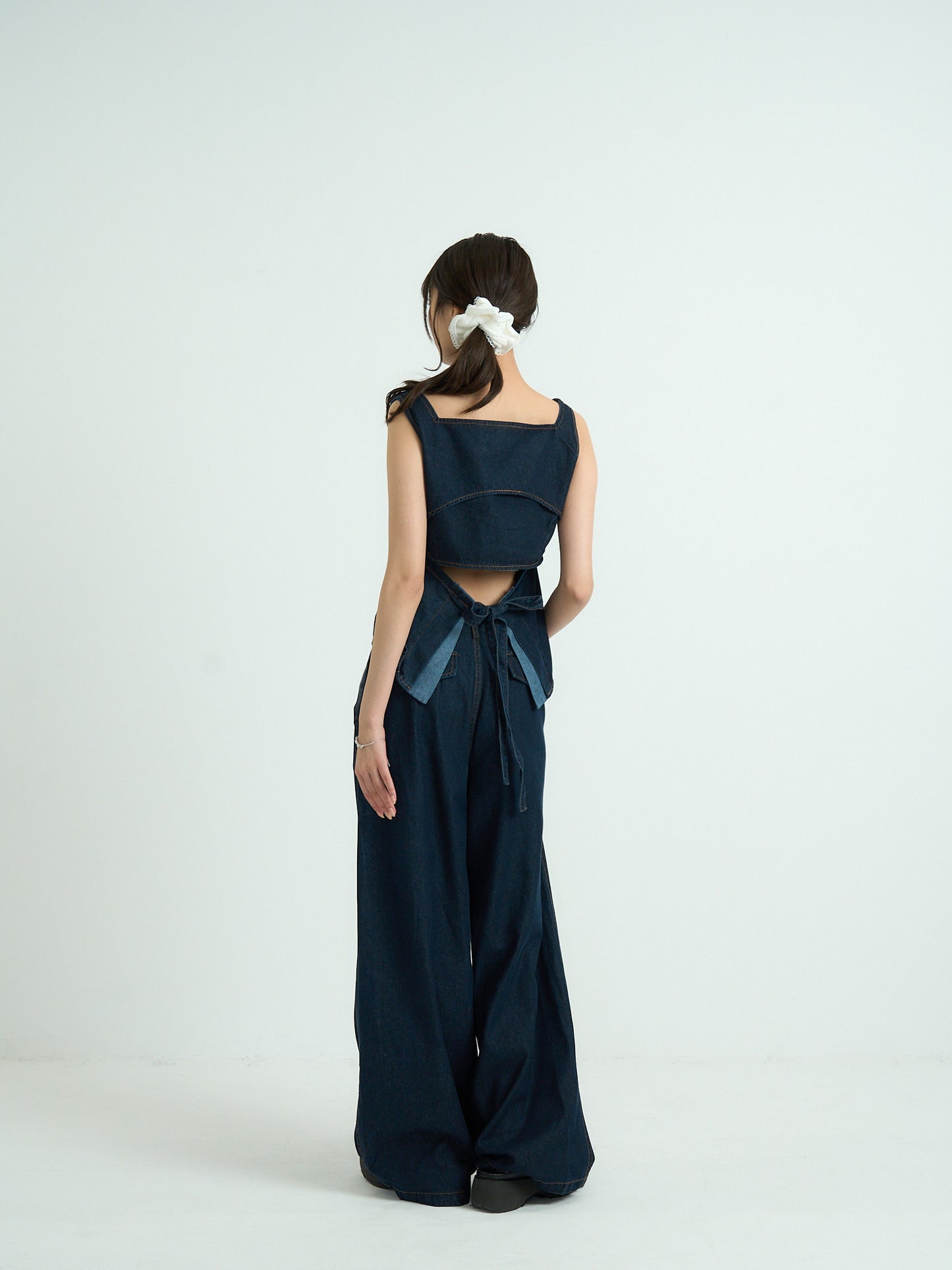square neck denim top