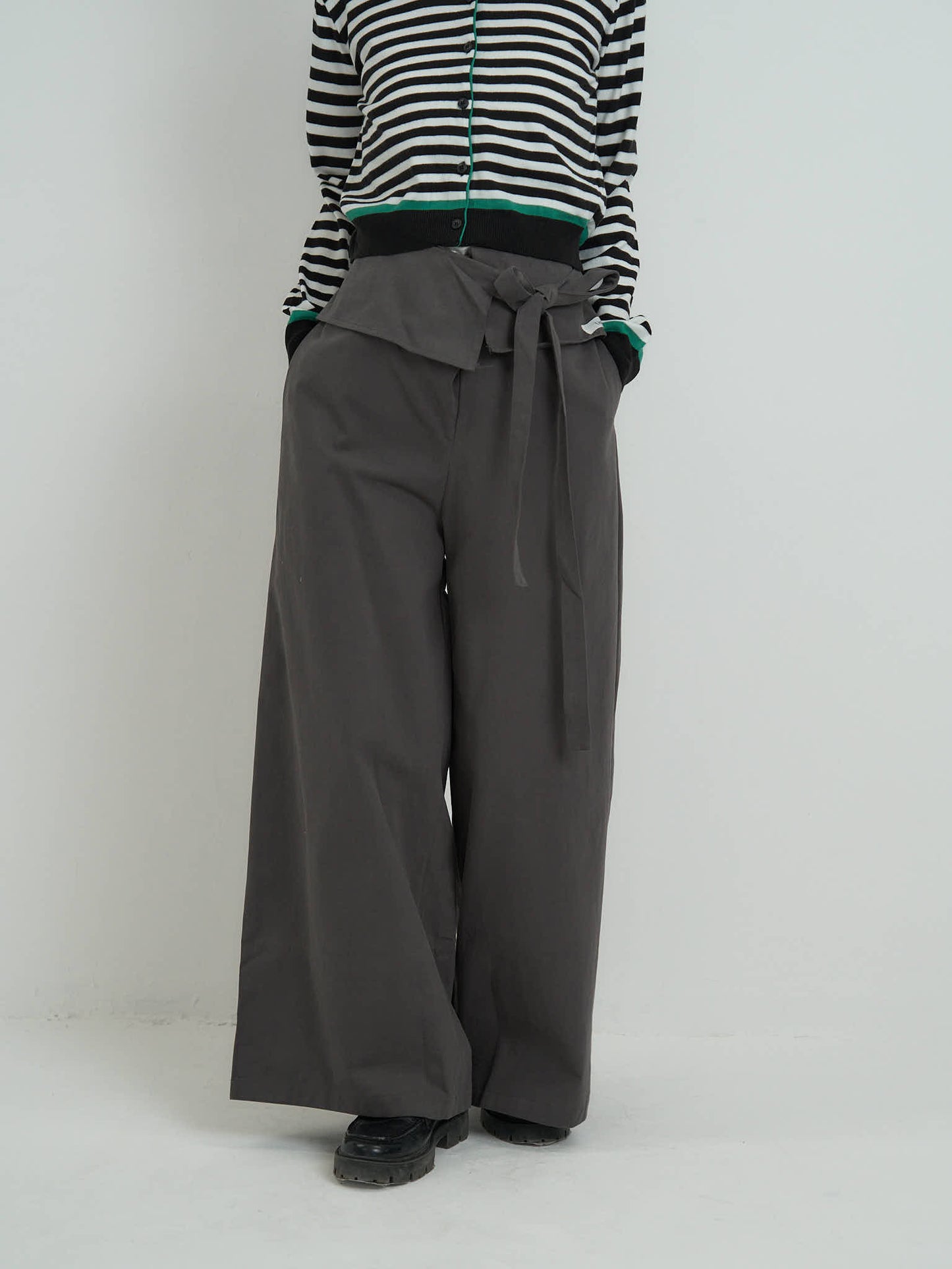 wrap layer wide pants