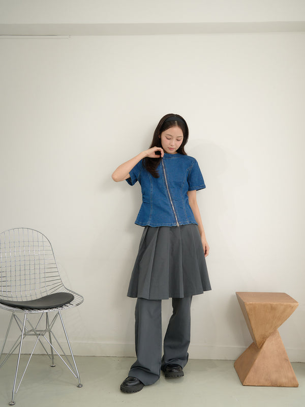 zip denim top