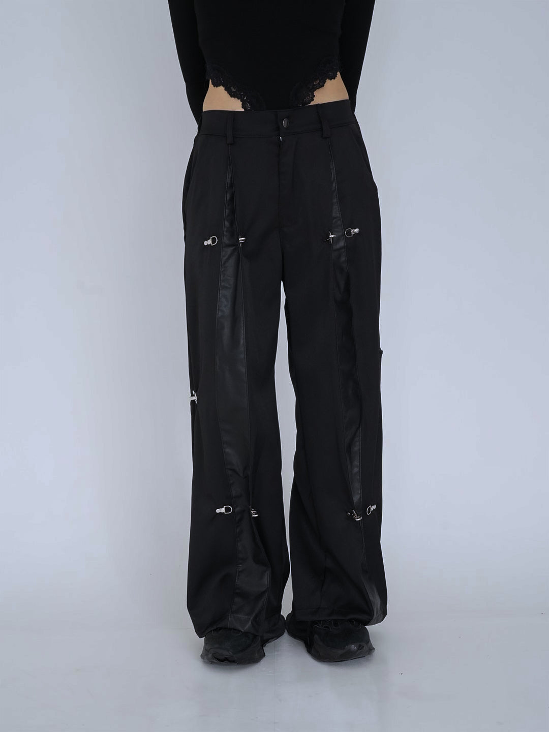 double material pin pants