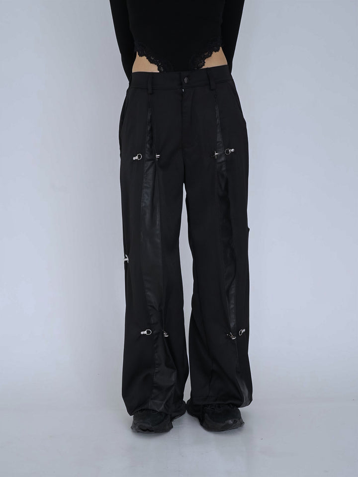 double material pin pants