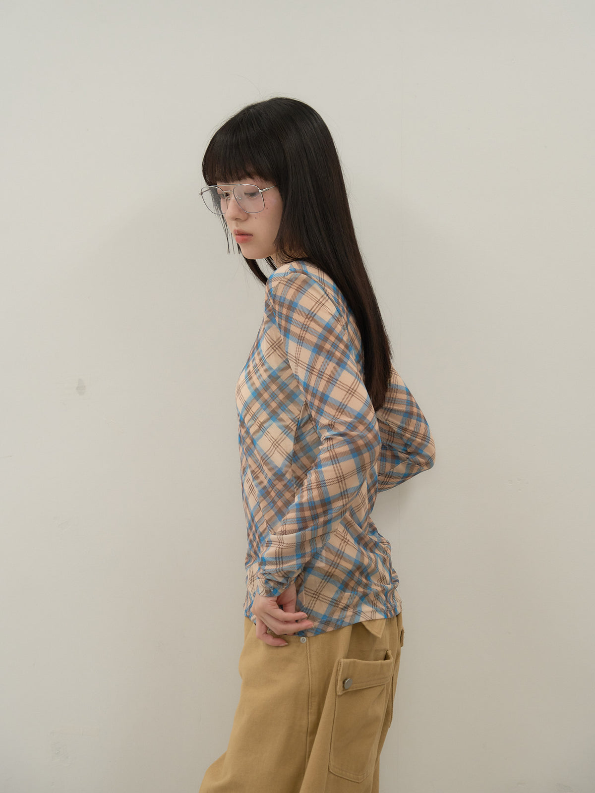 check slim long sleeve tee