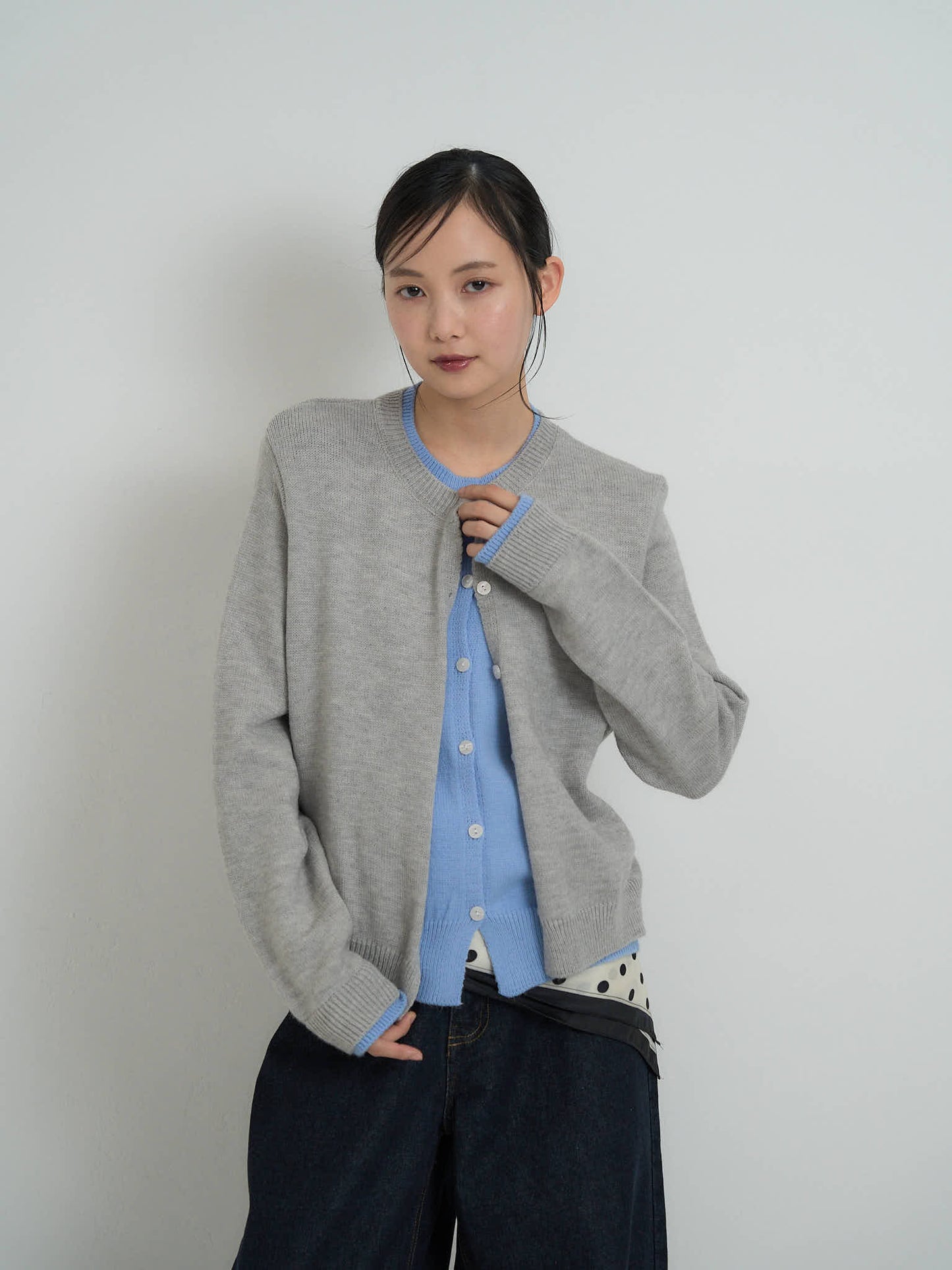 layered knit cardigan