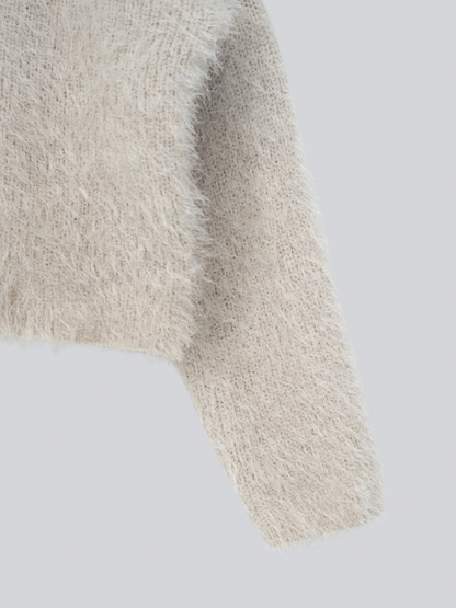 shaggy knit sailor cardigan