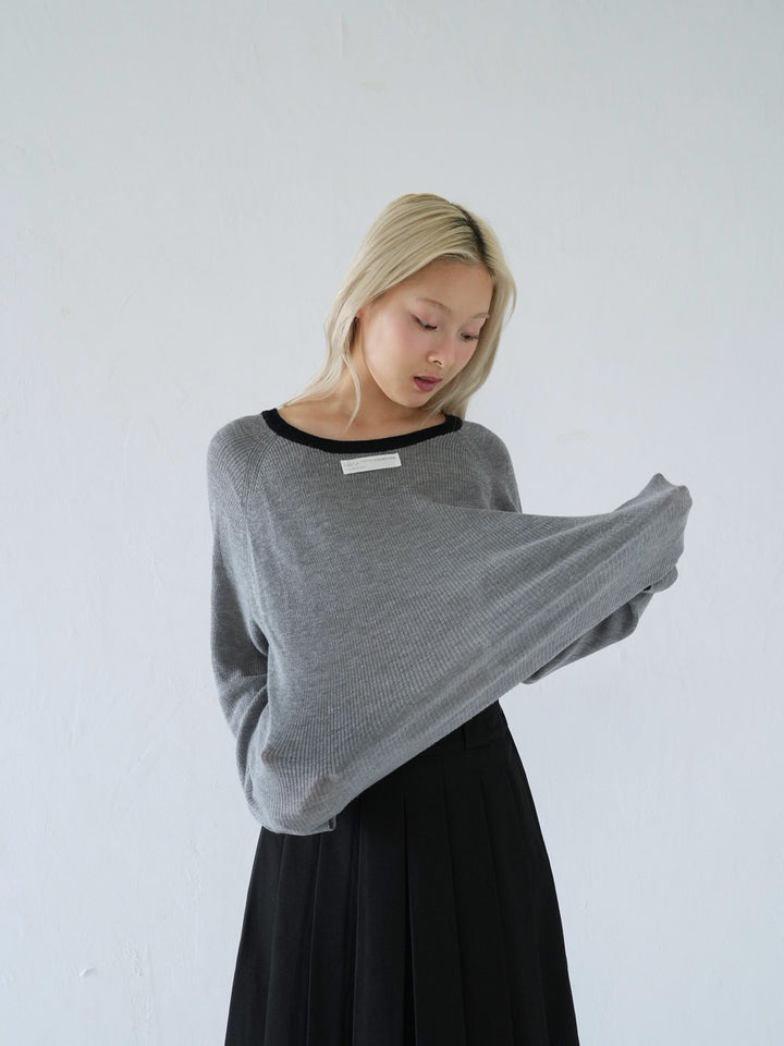 【 10月上旬発送予定 】contrast trim rib knit top