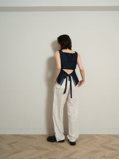 square neck denim top