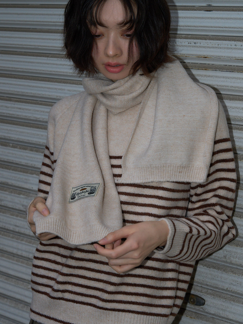 border knit top scarf set