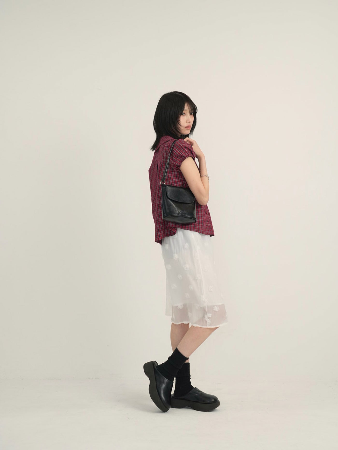 doll collar plaid blouse