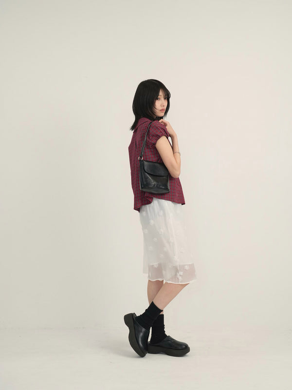 doll collar plaid blouse
