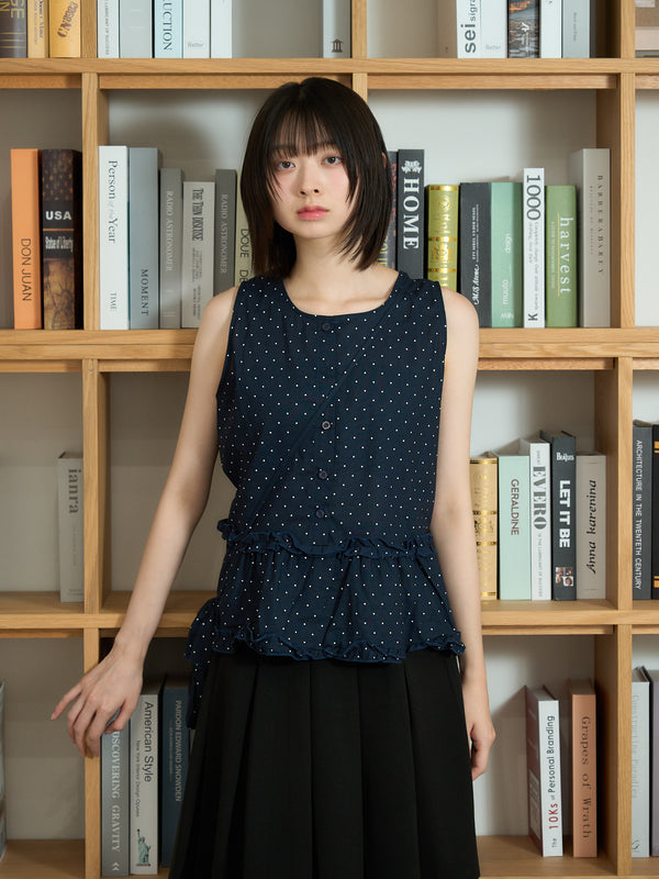 dot sleeveless blouse set