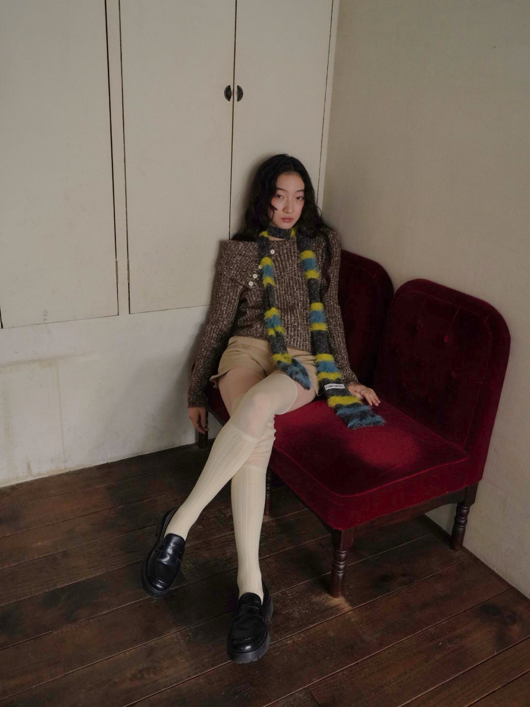 furry stripe knit muffler 【 11/6 19:00 発売予定 】