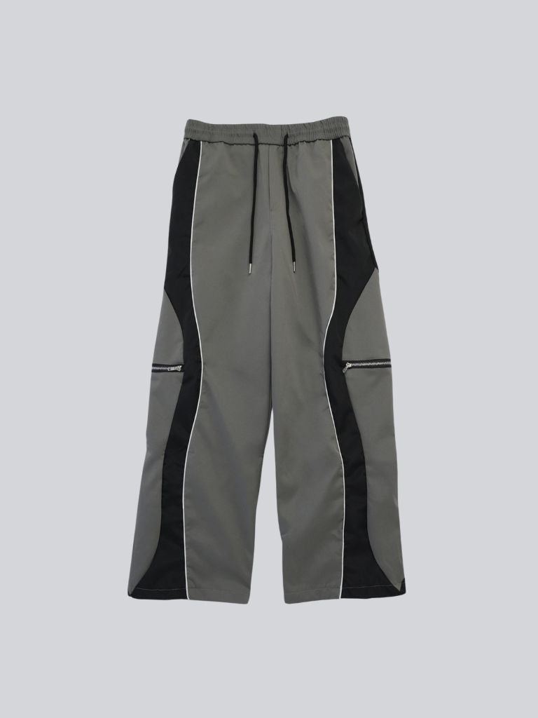 side zip wave line pants