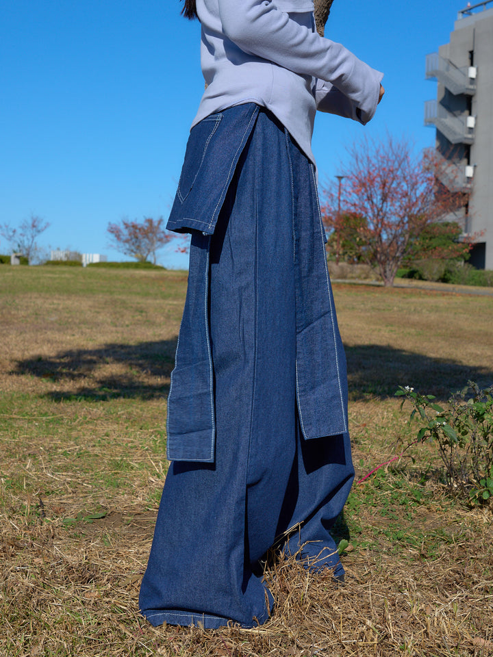 separate wrap design wide pants