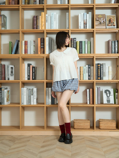 round collar puff blouse