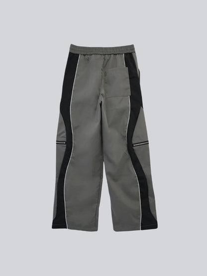 side zip wave line pants