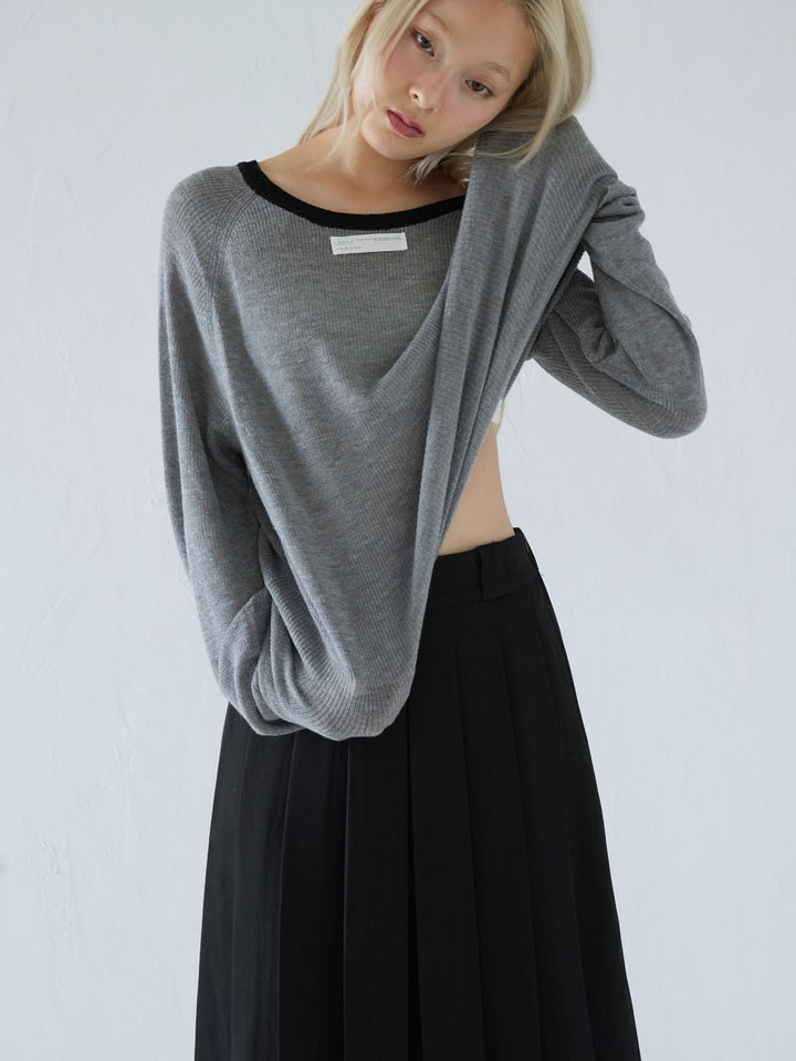 【 10月上旬発送予定 】contrast trim rib knit top
