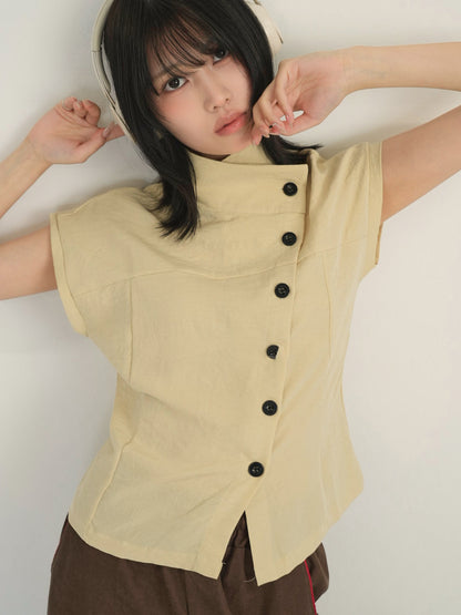 asymmetric collar shirt