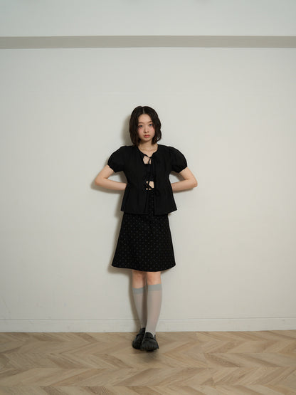 ribbon flare blouse