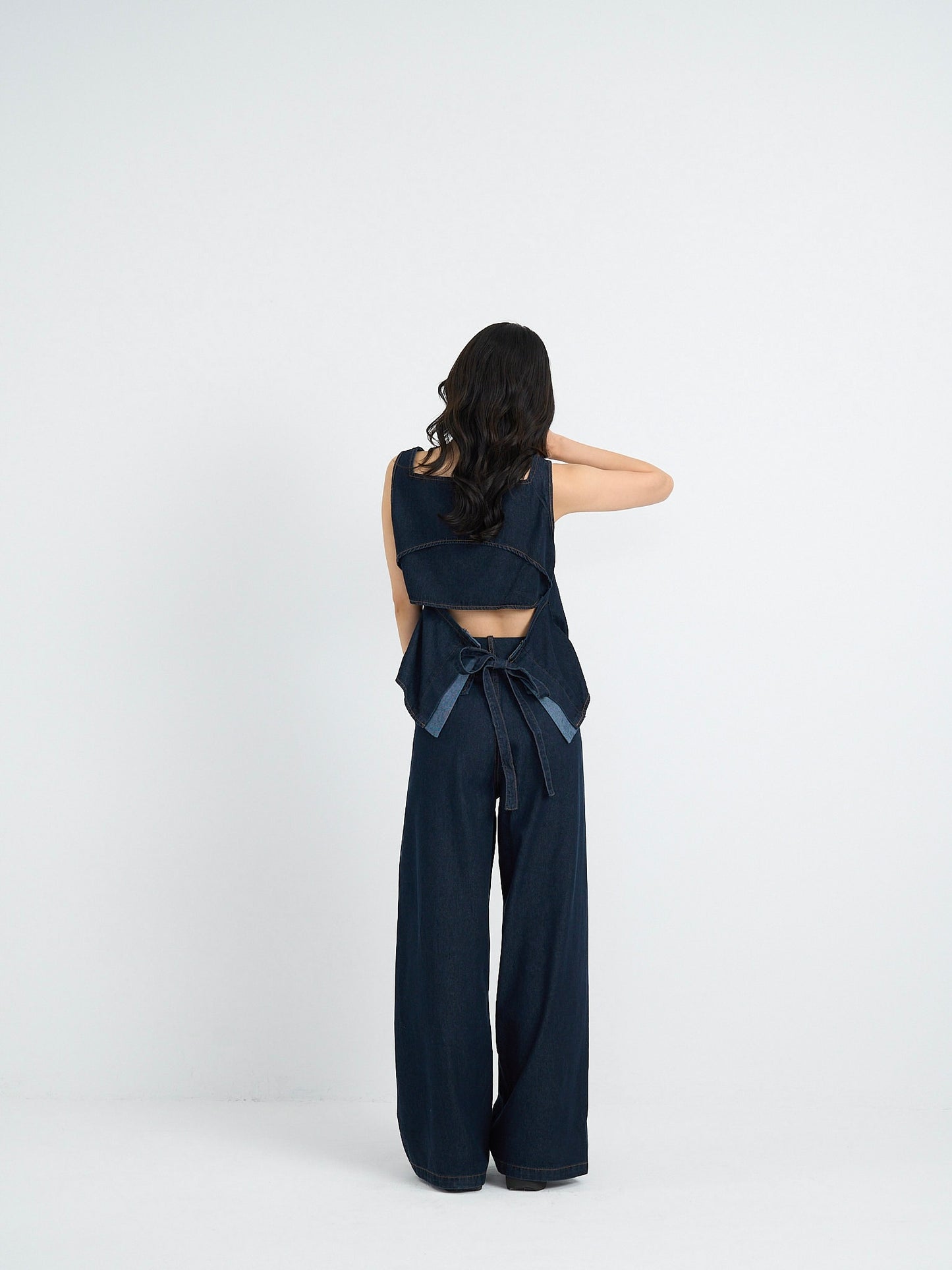 square neck denim top