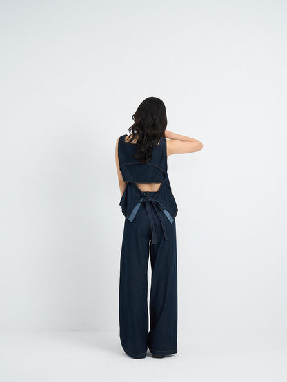 square neck denim top
