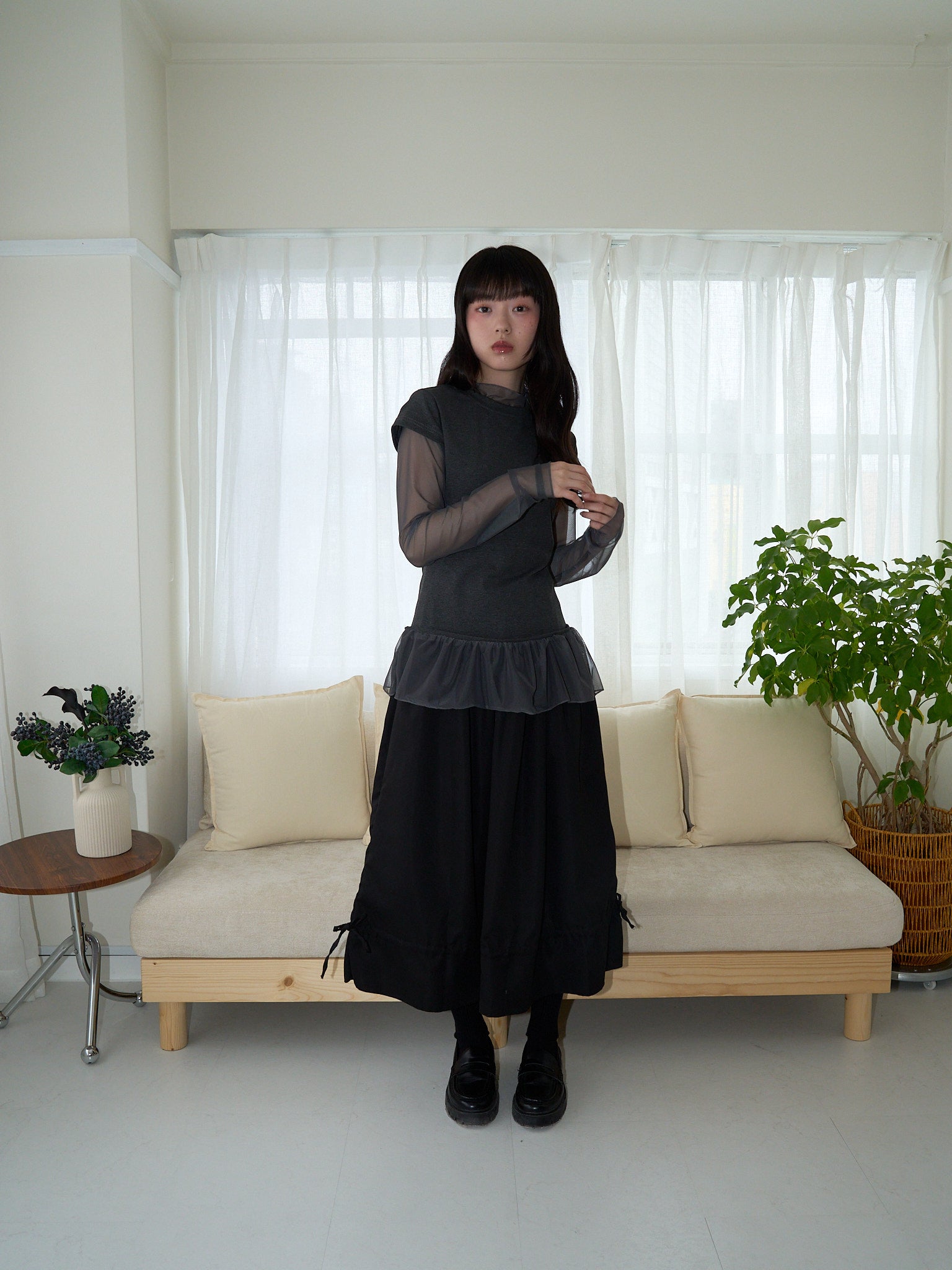 シアー 重ね着風トップス 大人カジュアル レディース Uenui