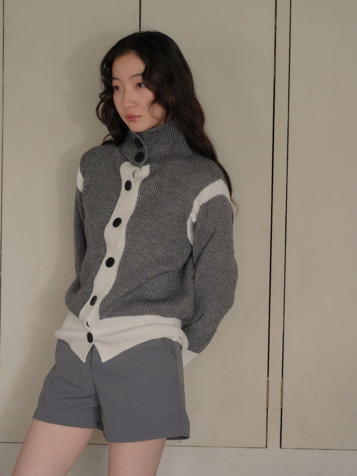 color block knit cardigan