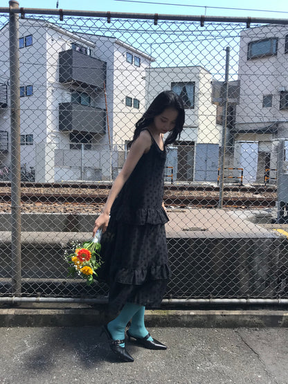 dot chiffon tiered dress