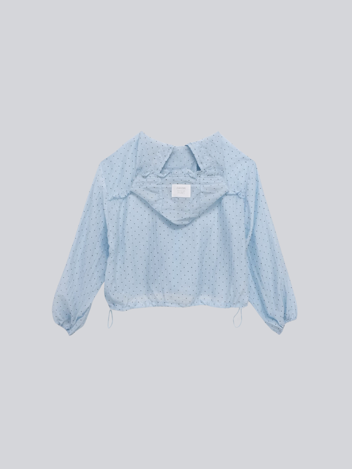 frill sheer hoodie