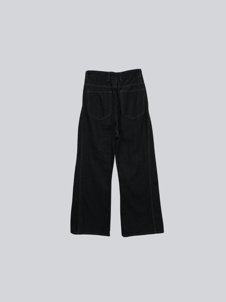 asymmetry button denim pants