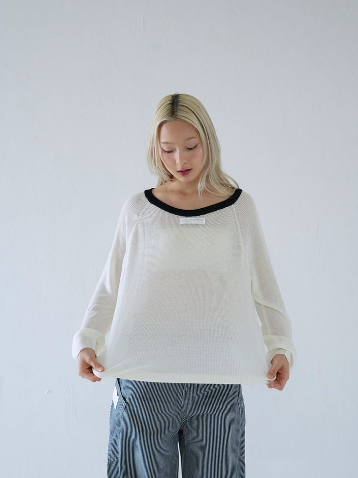 【 10月上旬発送予定 】contrast trim rib knit top
