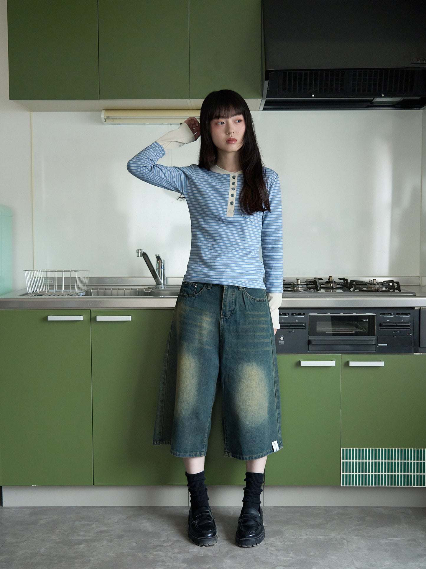 wide denim culottes
