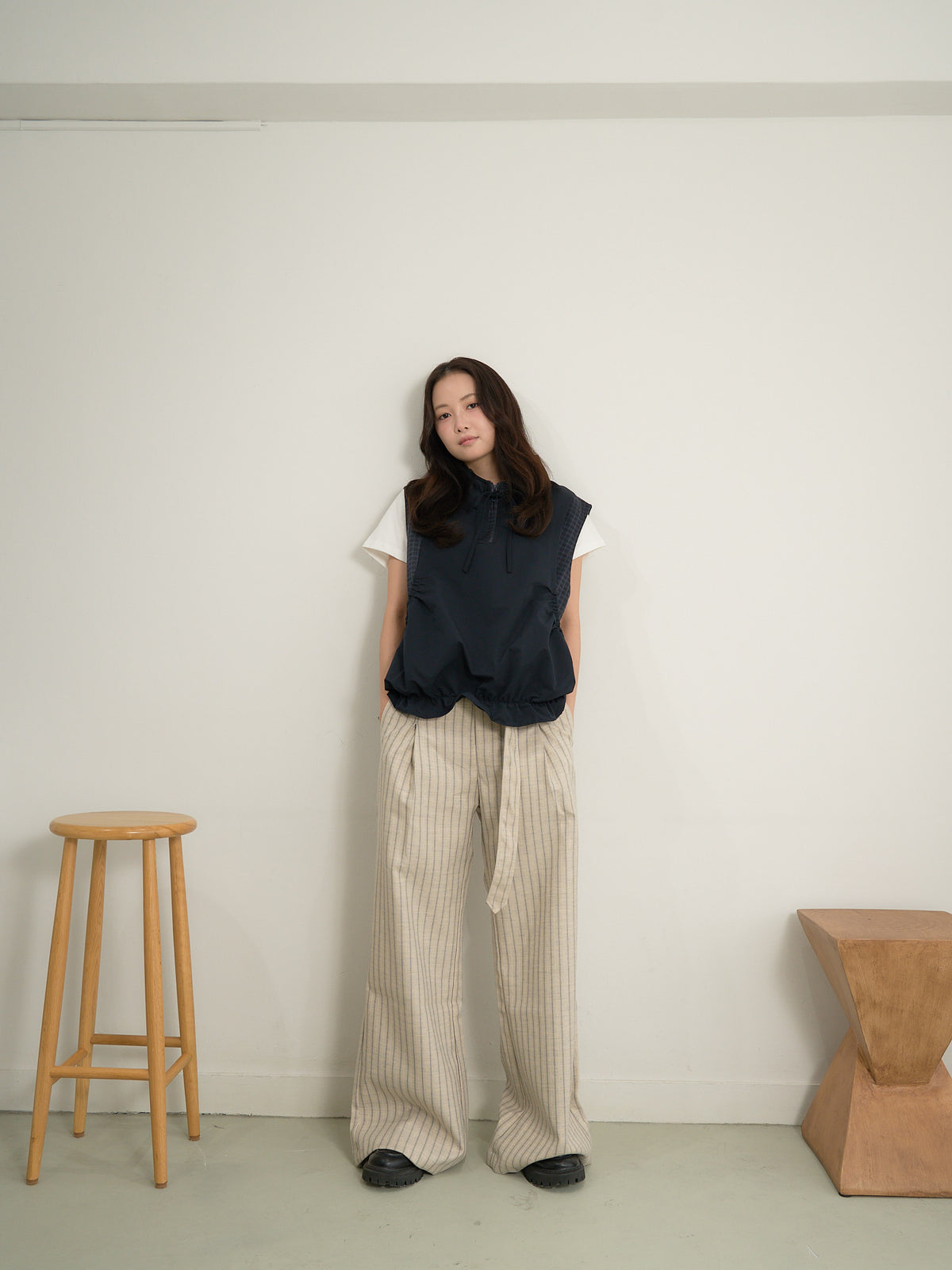 stripe wide pants