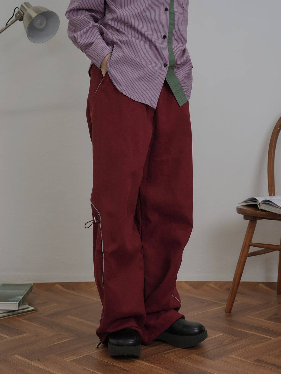 stitch line wide pants