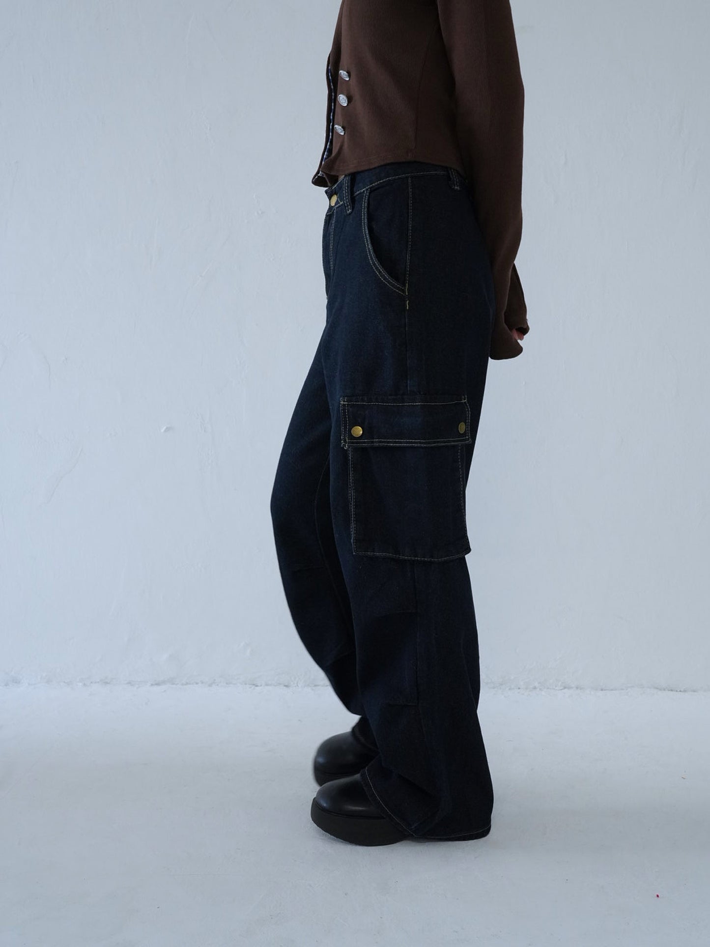dark denim cargo pants