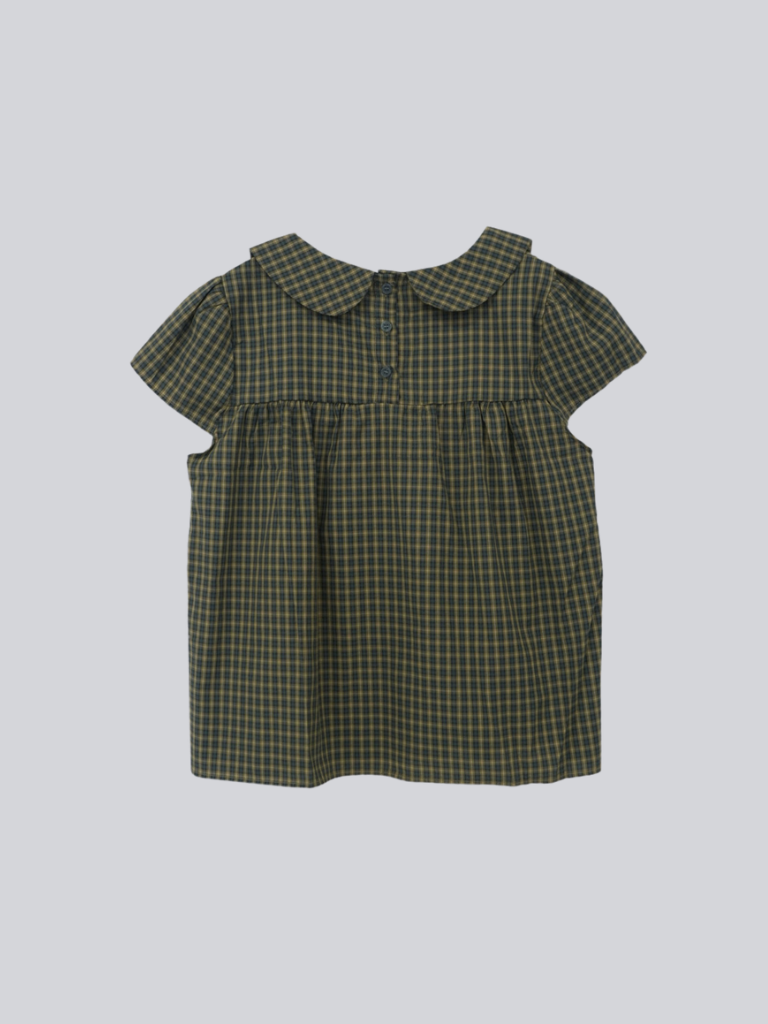 check frill collar blouse