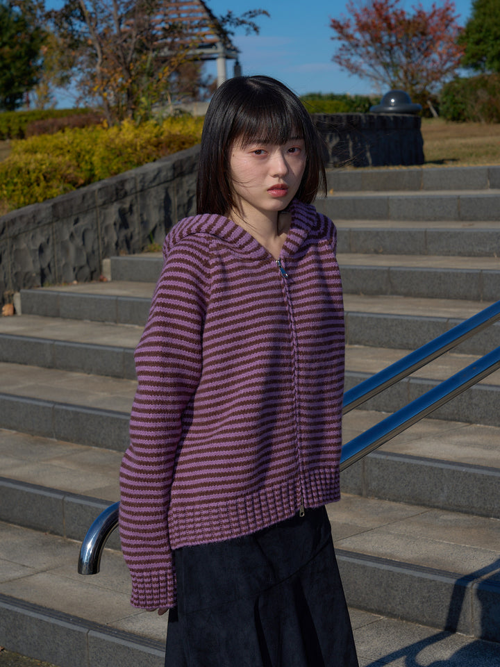 border knit zip hoodie 【 12/11  新色追加 】