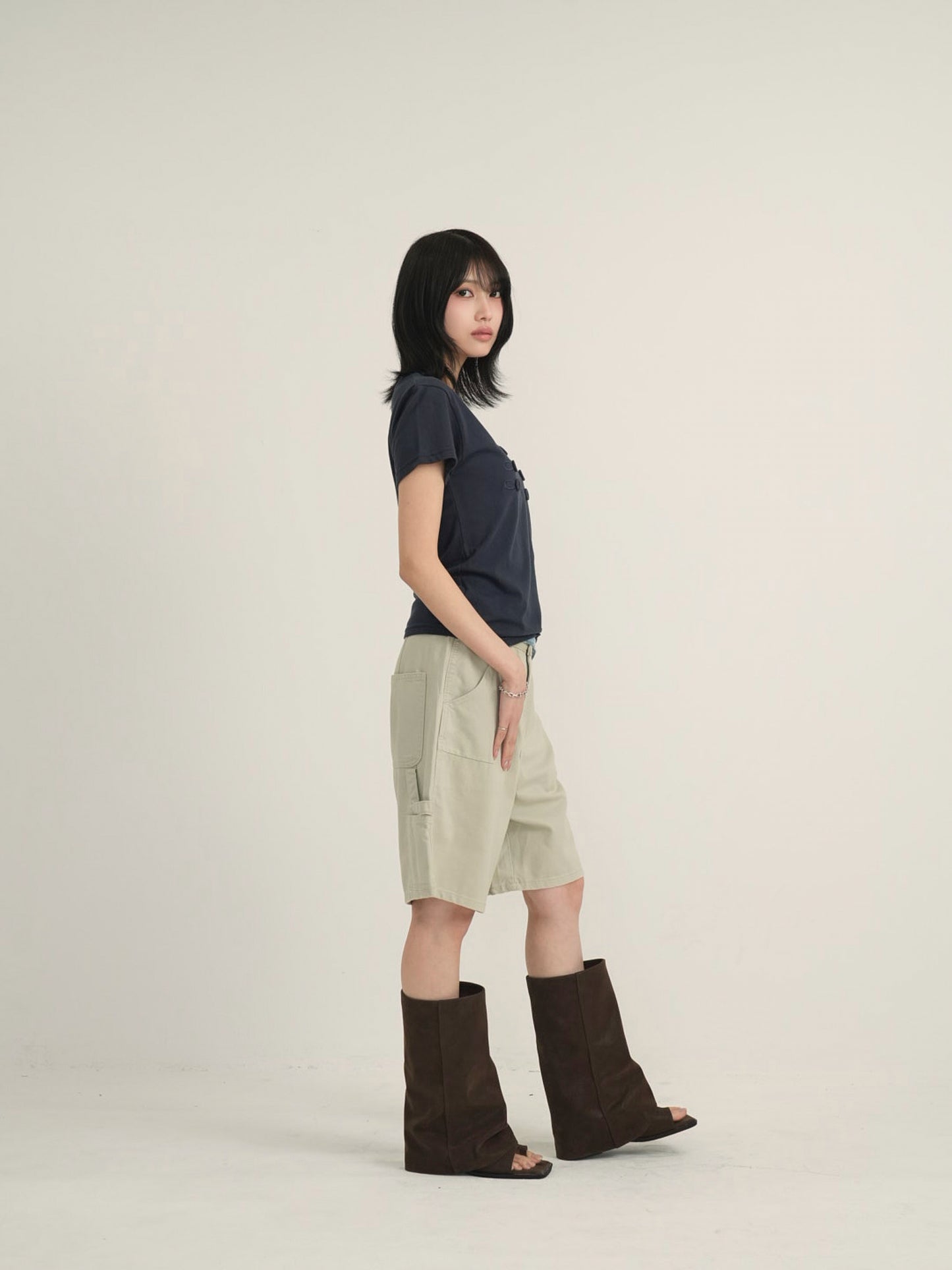 waist check cargo half pants