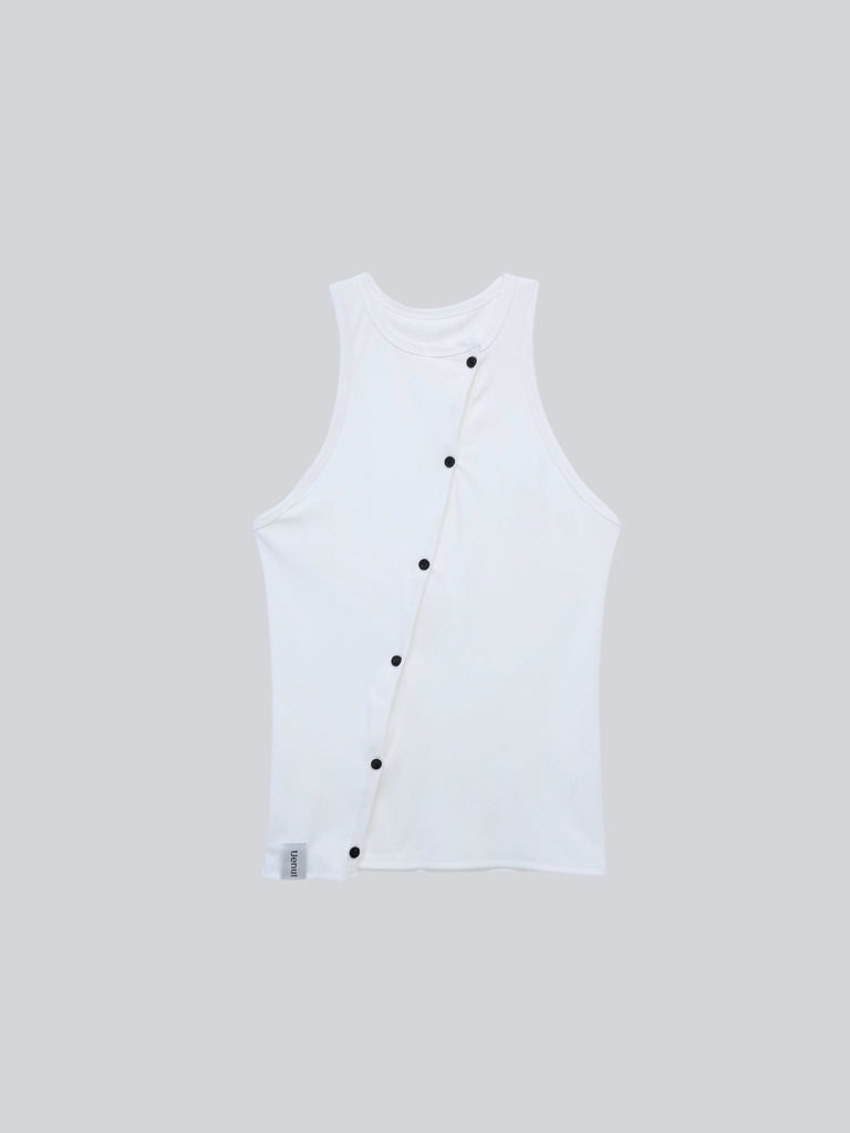 asymmetric button rib tank top