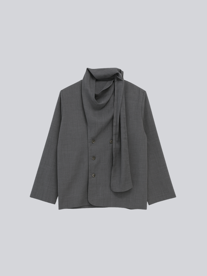 【 10月上旬発送予定 】drape neck asymmetric blouse