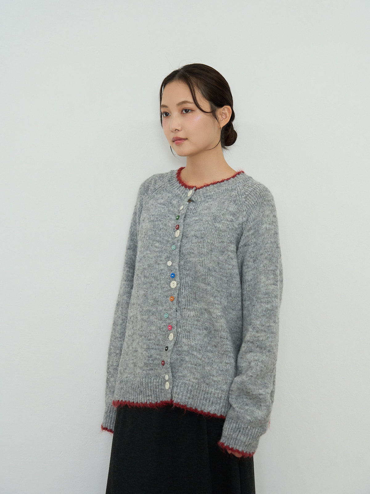 color button knit cardigan