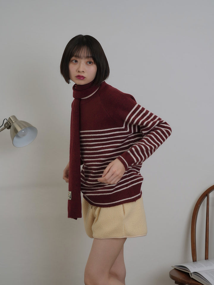 border knit top scarf set