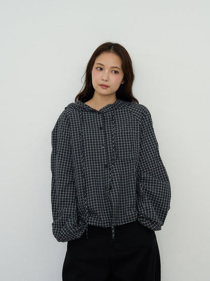 check hooded shirt