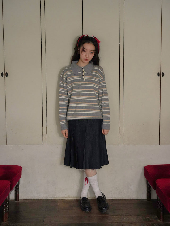 retro stripe collar knit