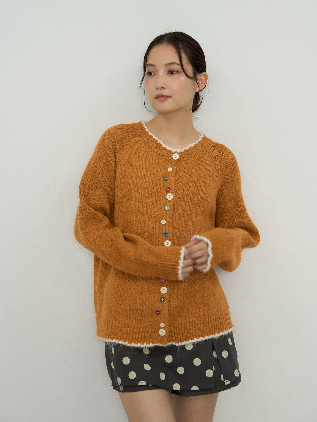 color button knit cardigan