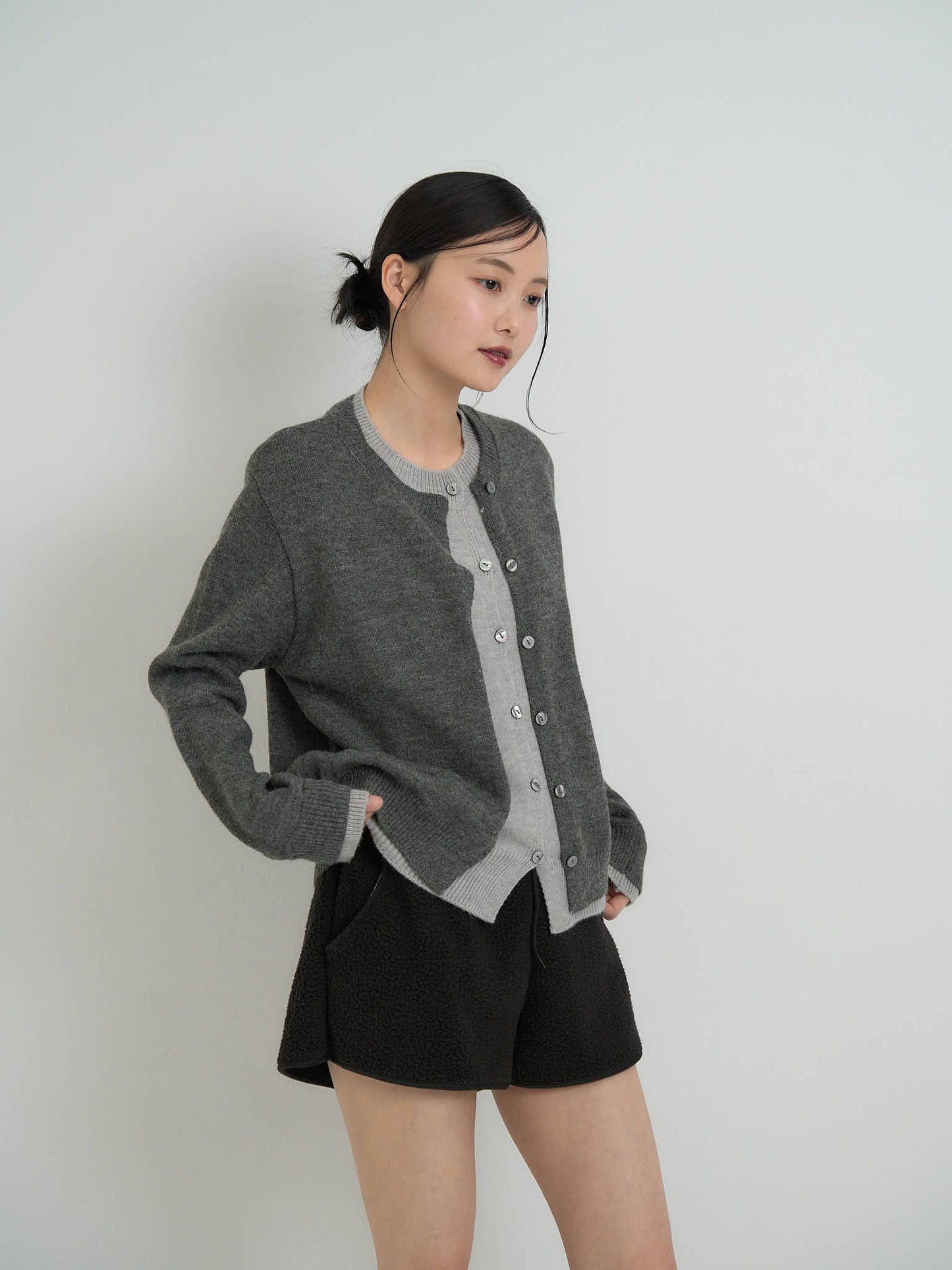 layered knit cardigan