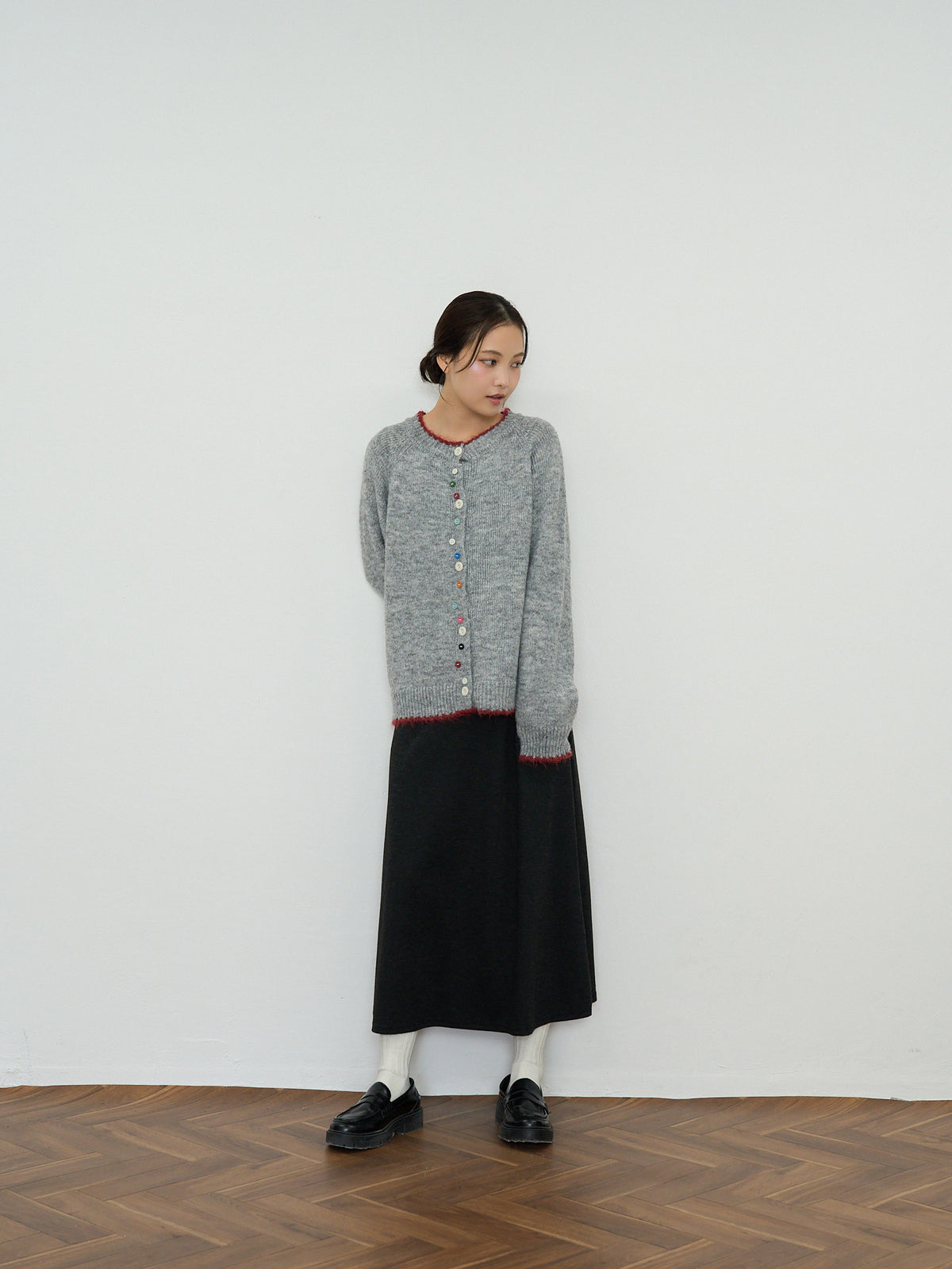 color button knit cardigan