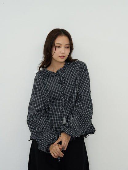 check hooded shirt