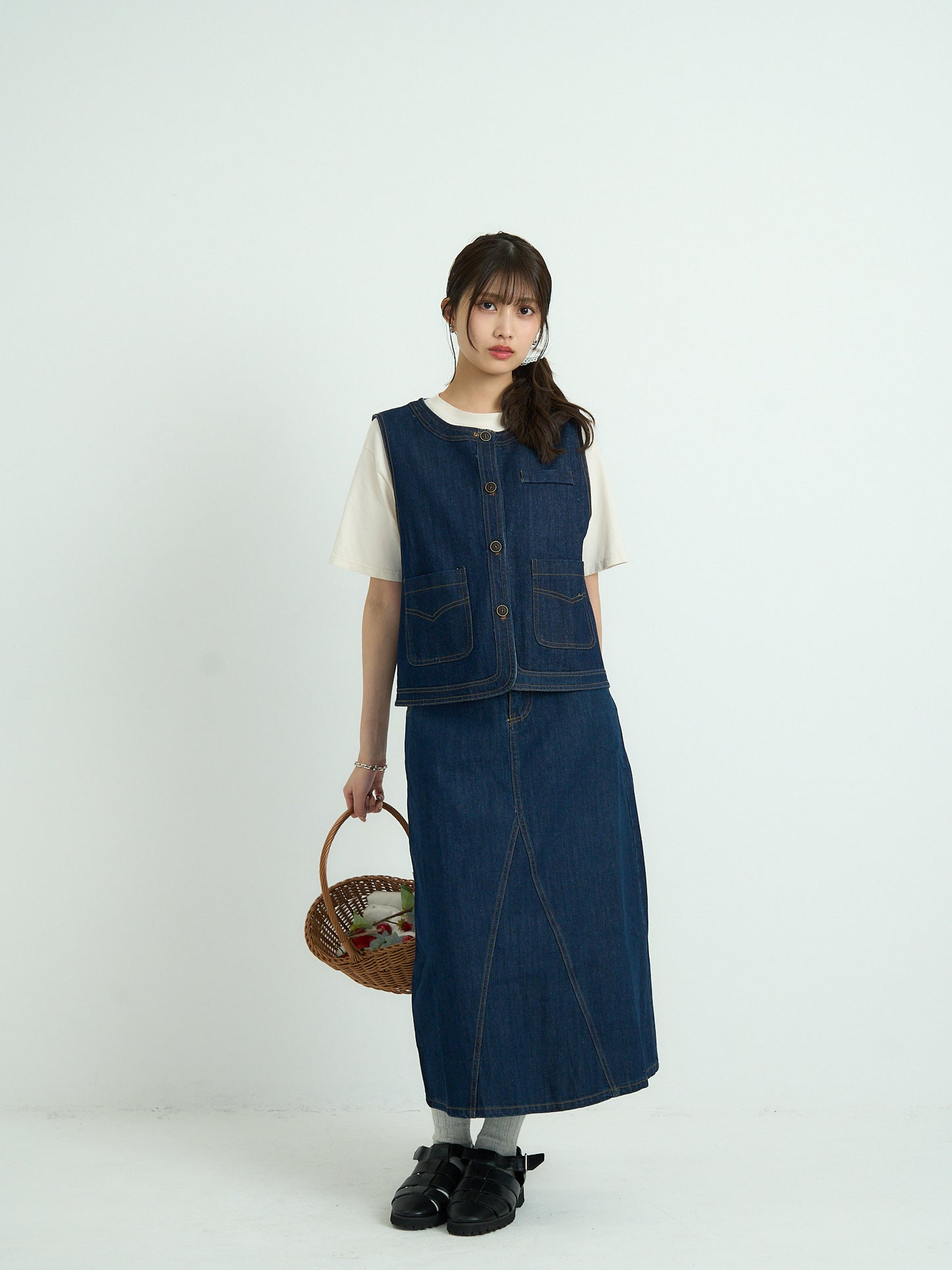 denim stitch vest