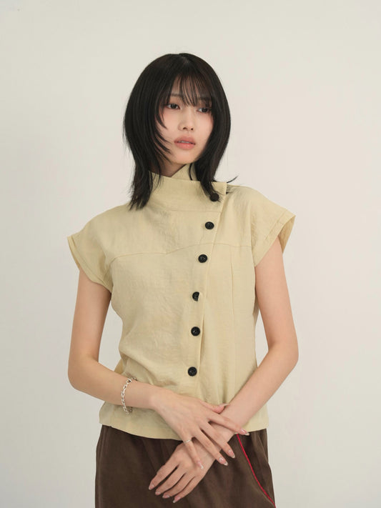asymmetric collar shirt